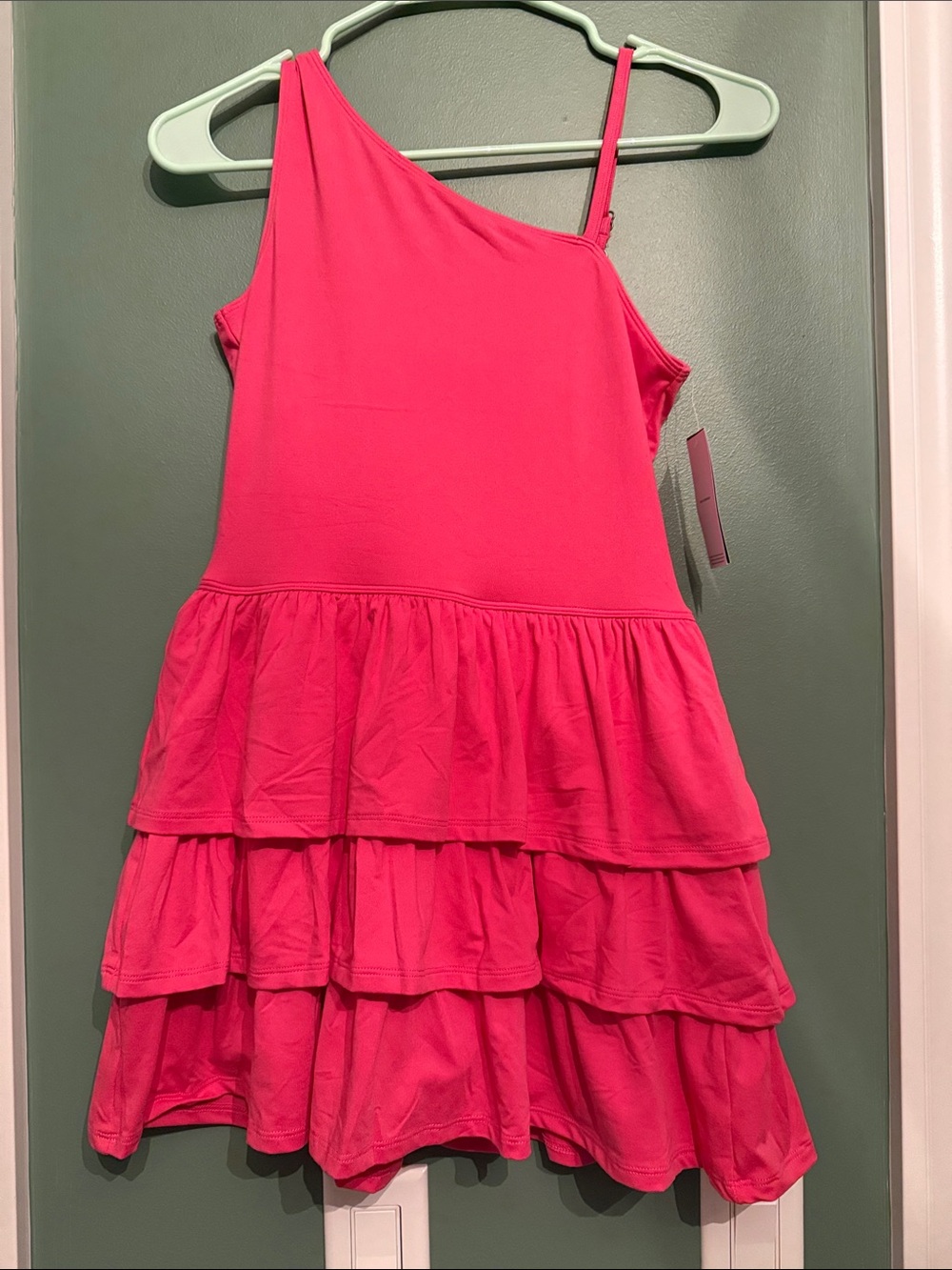 abercrombie kids Bright Pink One-Shoulder Tiered Dress